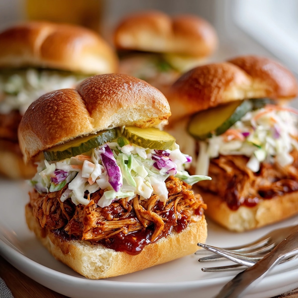 Homemade BBQ chicken sliders recipe; imagine tender chicken with a flavorful, smoky kick.