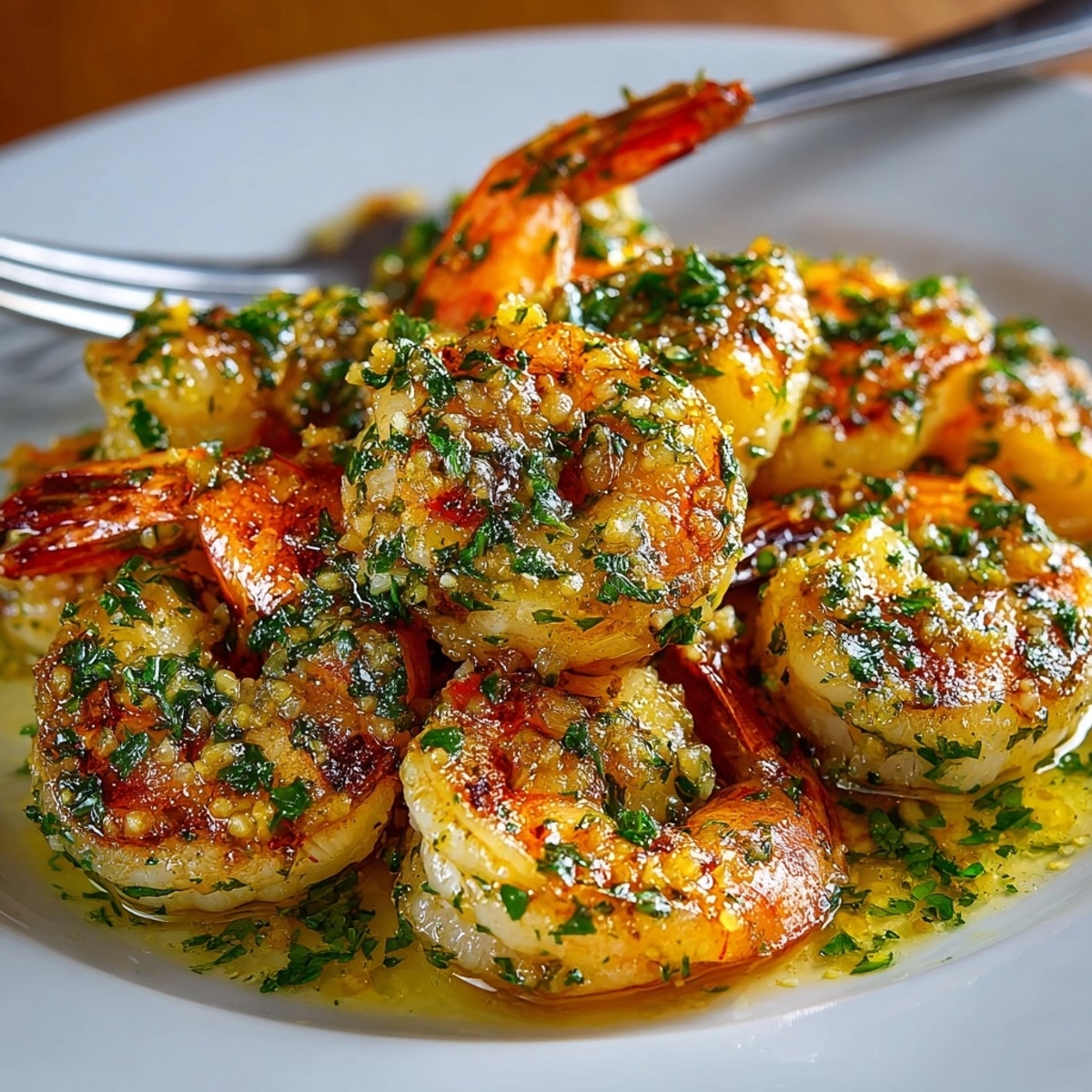 Sizzling 15-Minute Garlic Butter Shrimp recipe, glistening with parsley, begging to be served.