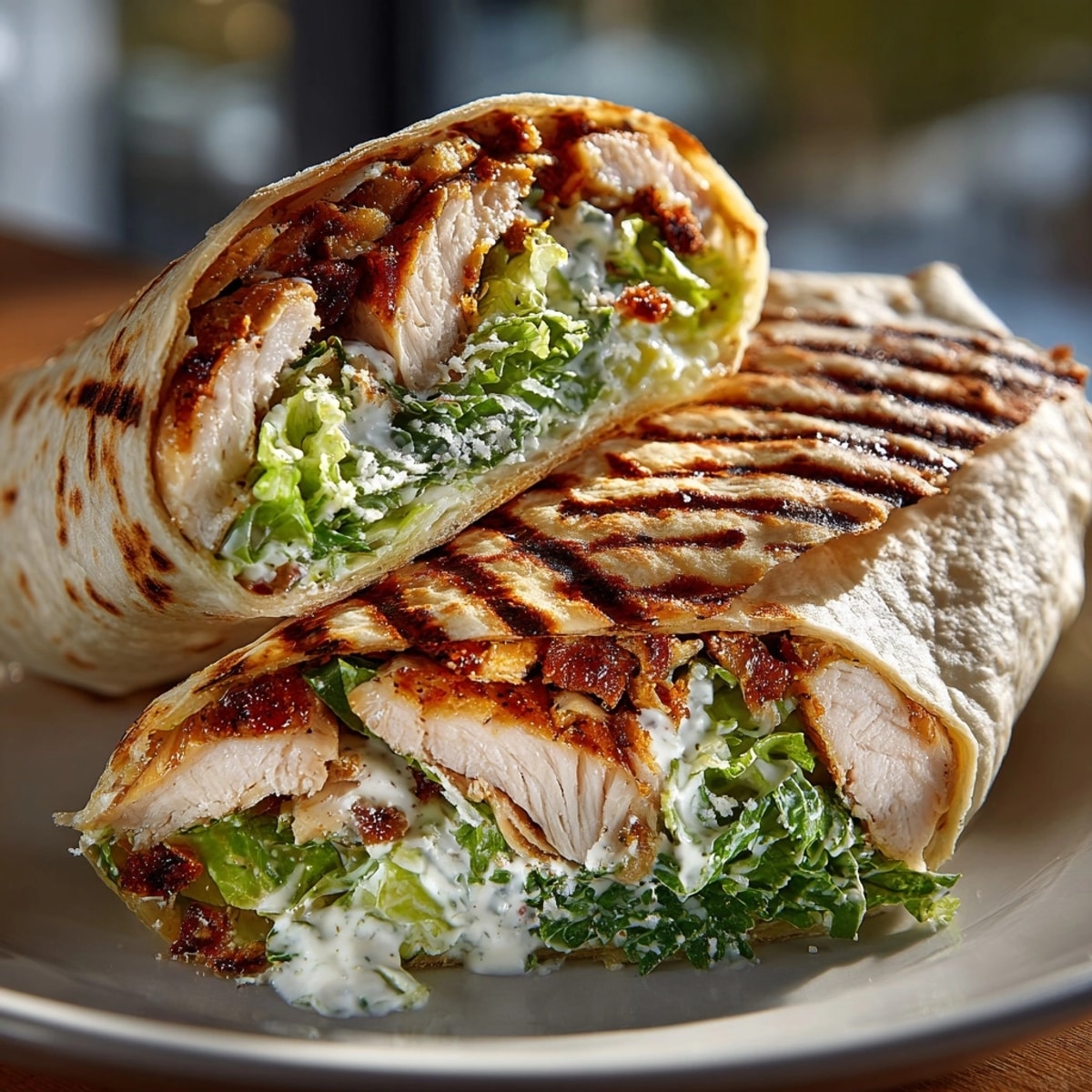 Creamy, delicious chicken Caesar wraps, a simple weeknight meal idea for families.