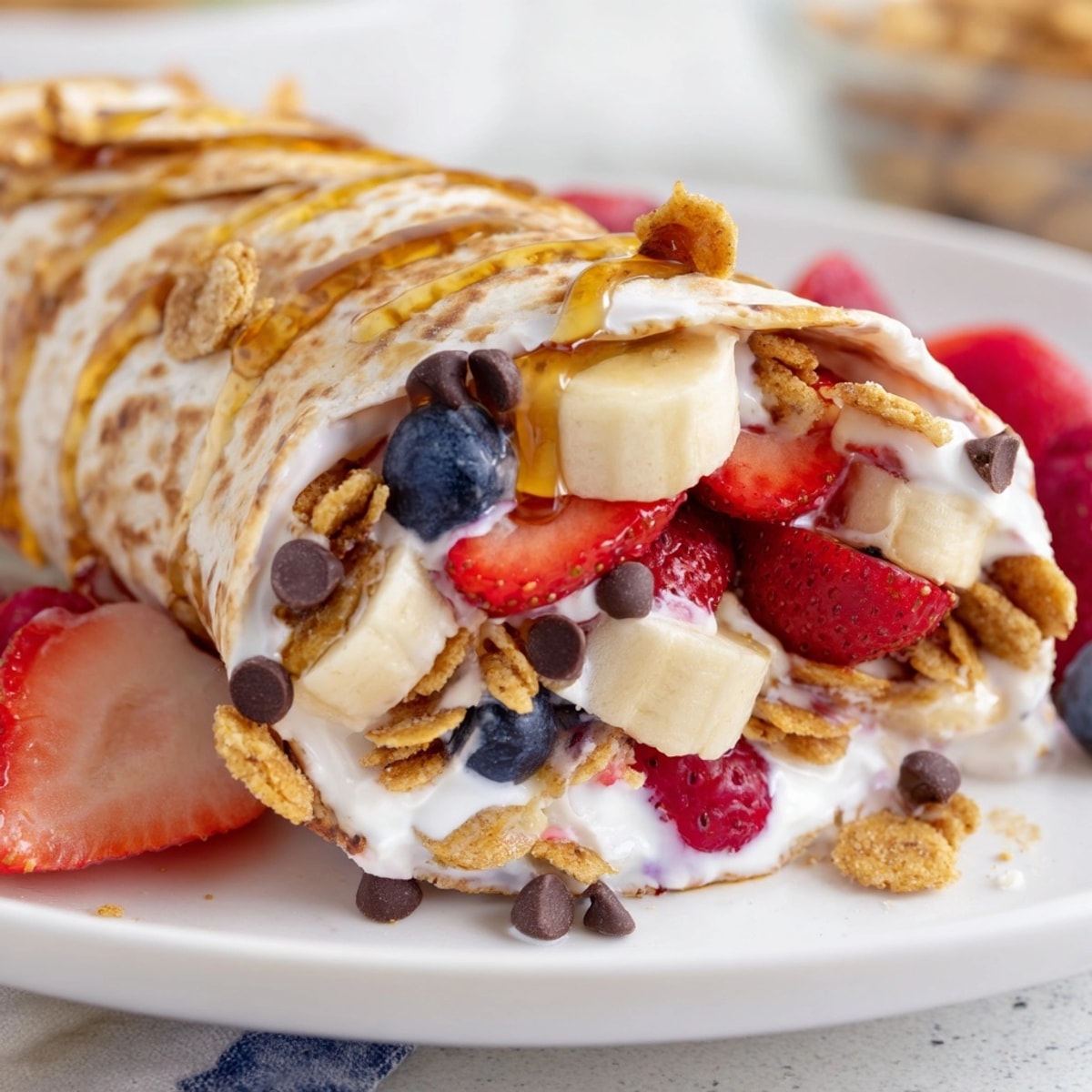 Sweet and crunchy: homemade Cinnamon Toast Crunch breakfast wraps ready for a quick morning meal.