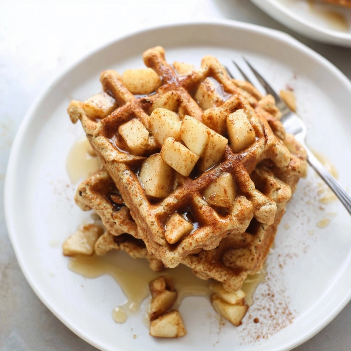 Homemade Cinnamon Apple Protein Waffles: enjoy the delicious scent of apple and cinnamon.