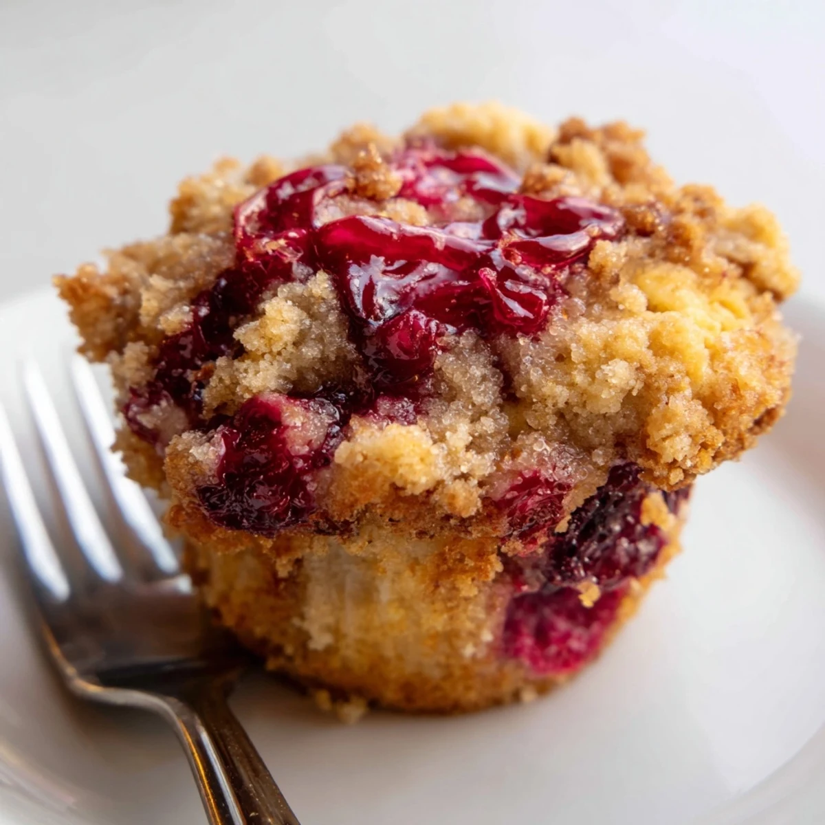 Moist Ginger Cranberry Jelly Muffins topped with a sweet ginger swirl for breakfast.