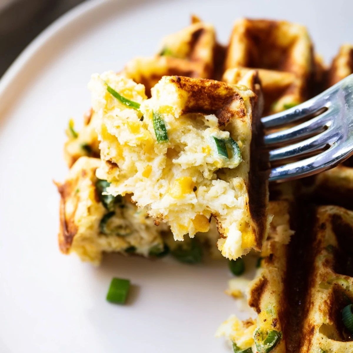 Golden Cheddar Jalapeño Biscuit Waffles perfect for a savory breakfast or brunch delight.
