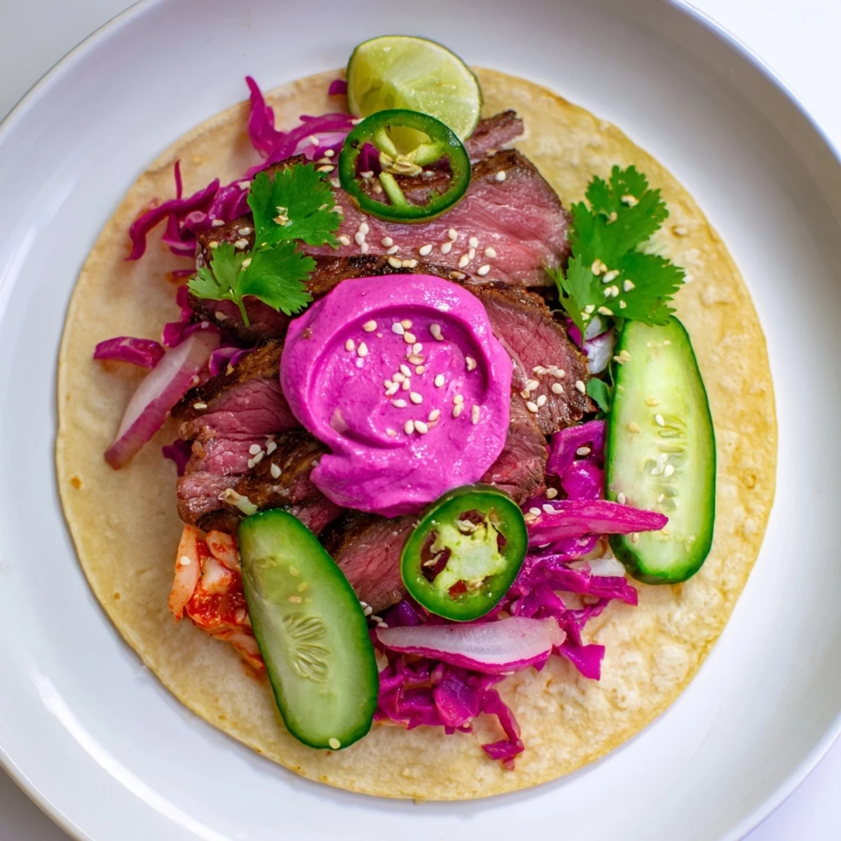 Vibrant Global Street-Food Fusion Tacos loaded with bold flavors and fresh toppings.  