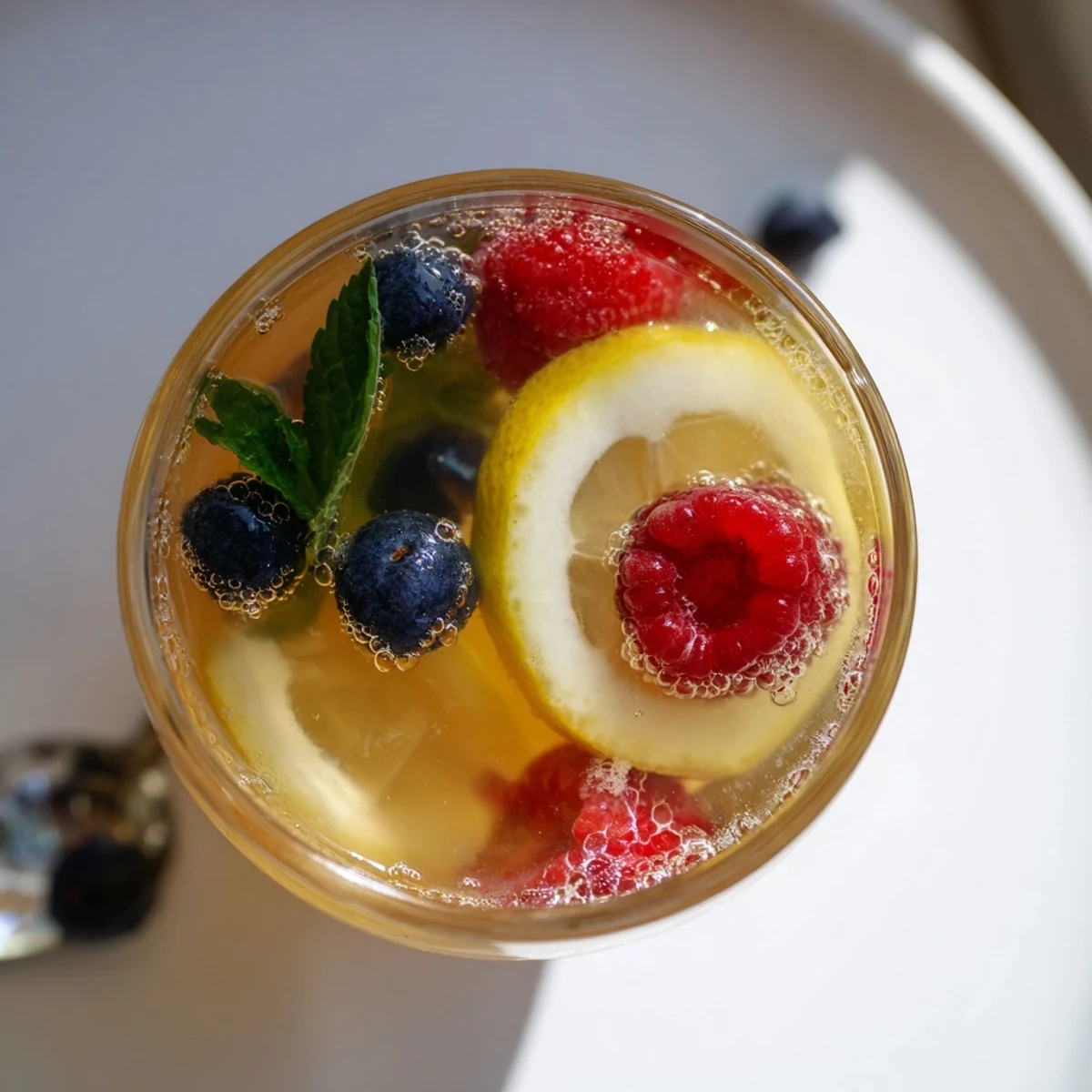 Colorful glasses of fruity kombucha mocktails garnished with fragrant herbs await you.