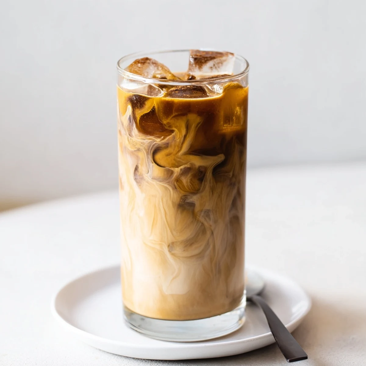 Rich Tahini iced coffee served over ice with a creamy nutty finish.  
