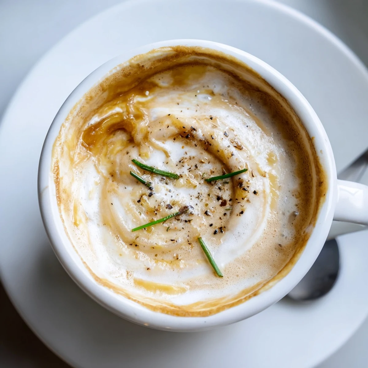 A unique Onion Latte showcasing creamy milk and rich espresso flavors.  