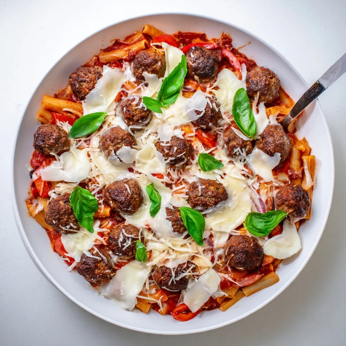 Hearty Italian Meatball Pasta Skillet, a comforting one-pan meal ready in under an hour.