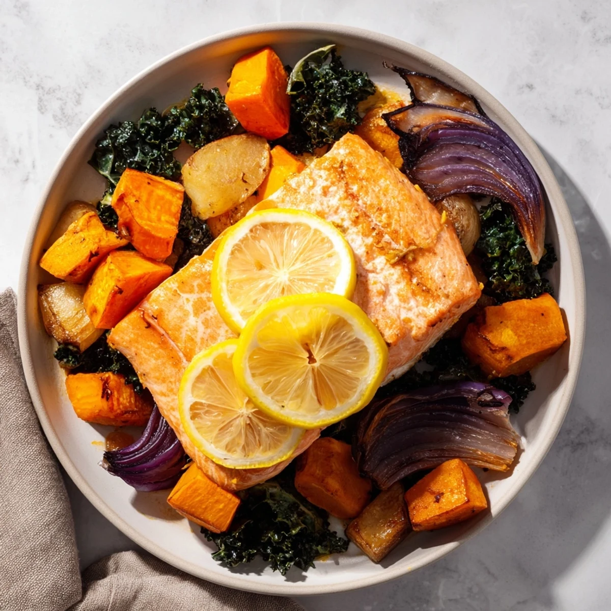 Sheet Pan Salmon Winter Vegetables
