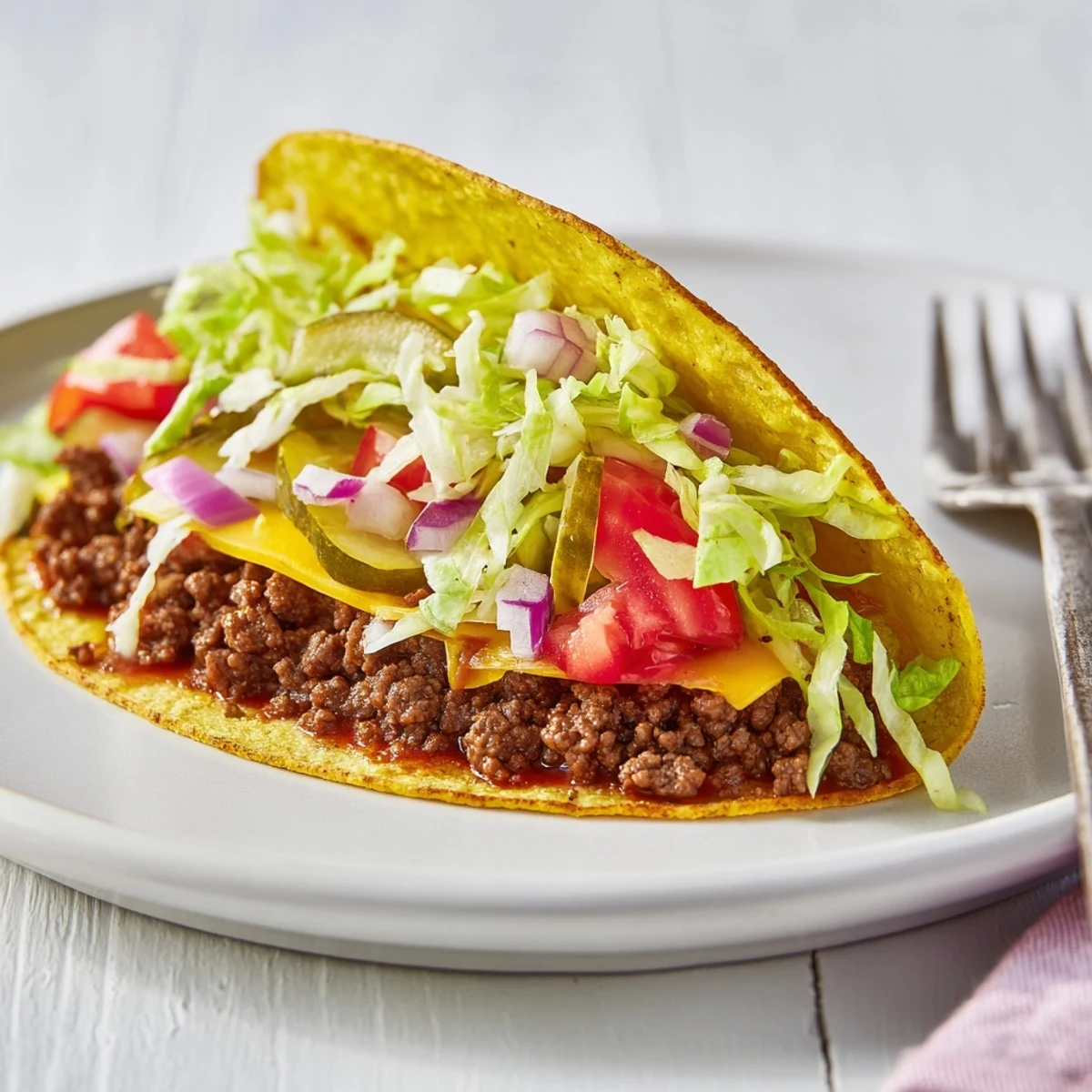 Golden-brown Viral Cheeseburger Tacos sizzling in a pan, ready to be filled with fresh toppings.
