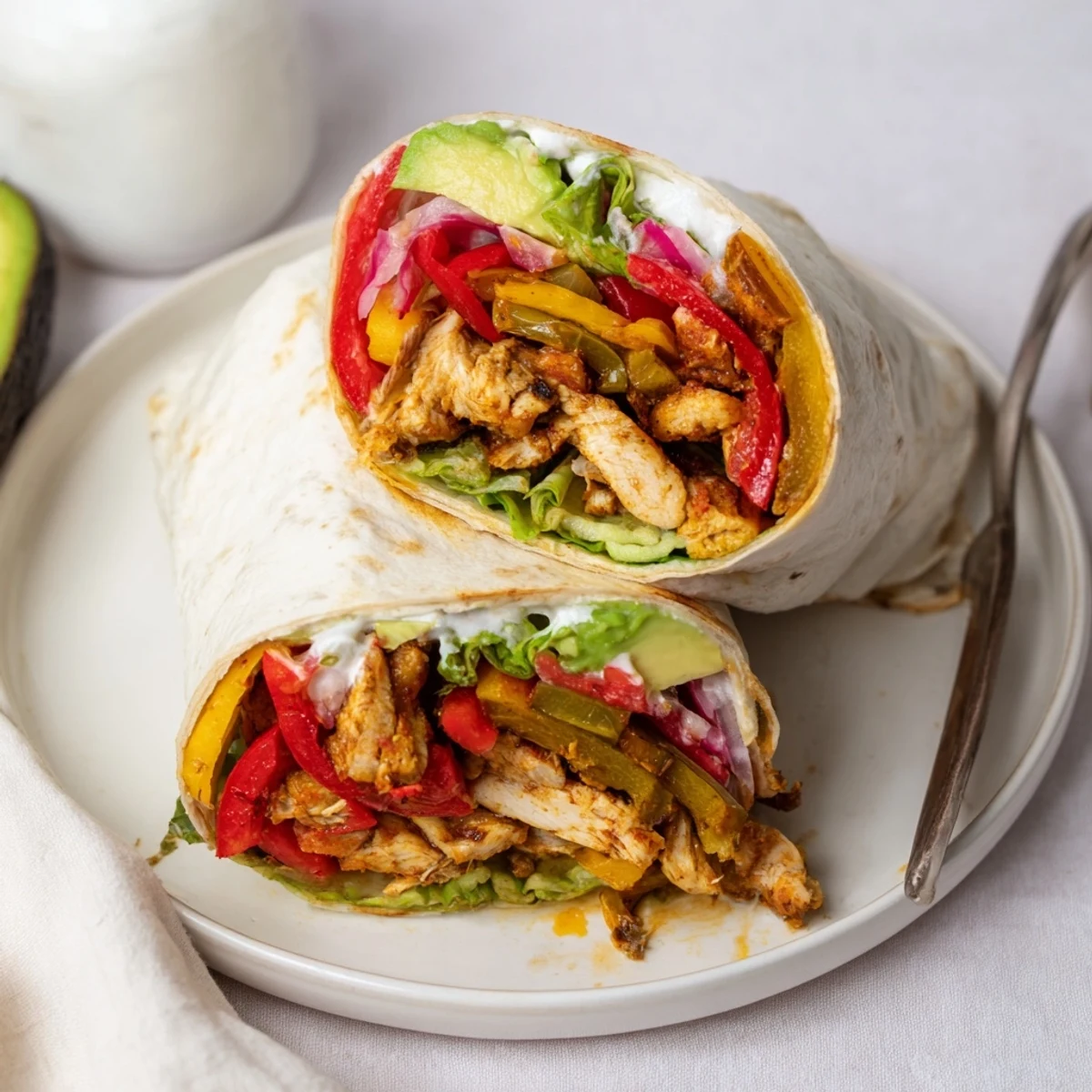 Sheet-pan fajita chicken rainbow wraps, a quick and easy weeknight dinner ready in under an hour.