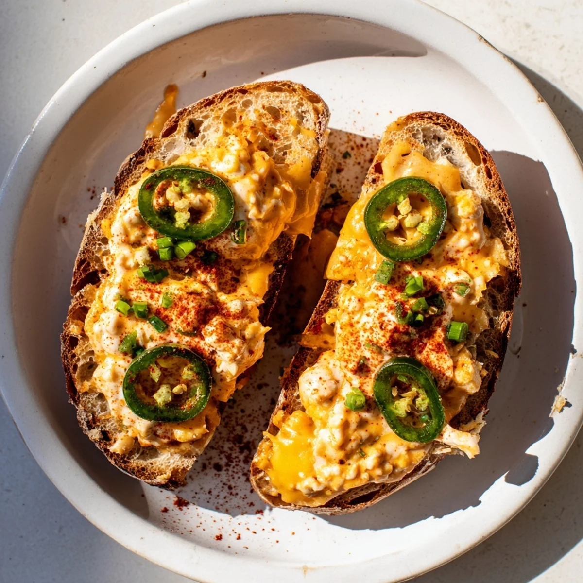 Warm, pull-apart delight: Spicy jalapeños and creamy pimento cheese bake into this delicious Grilled Cheese.
