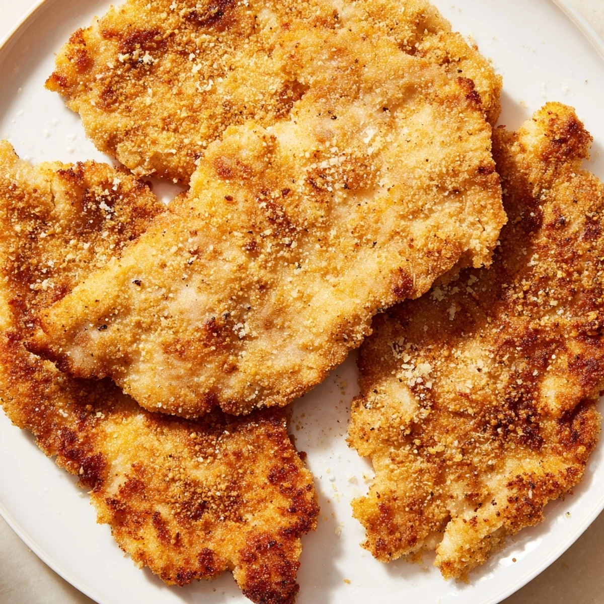 Golden-brown air fryer chicken cutlets, perfectly crisp with flavorful breading, ready to serve.