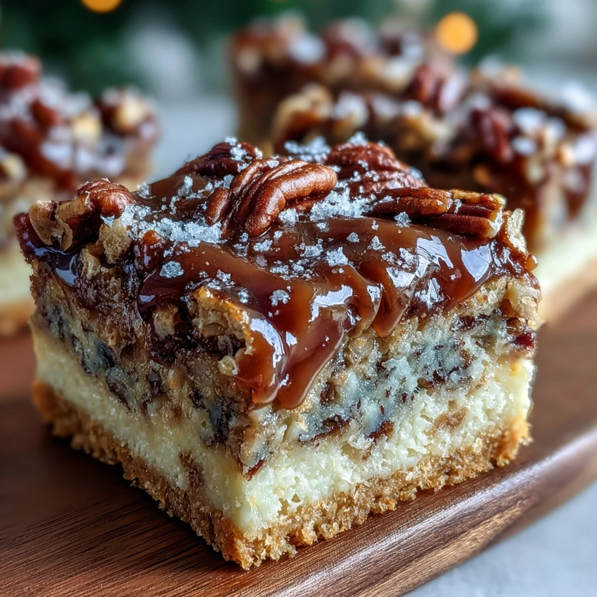 Golden slices of moist Christmas Toffee Crunch Cake reveal toffee bits and pecans on a white plate.