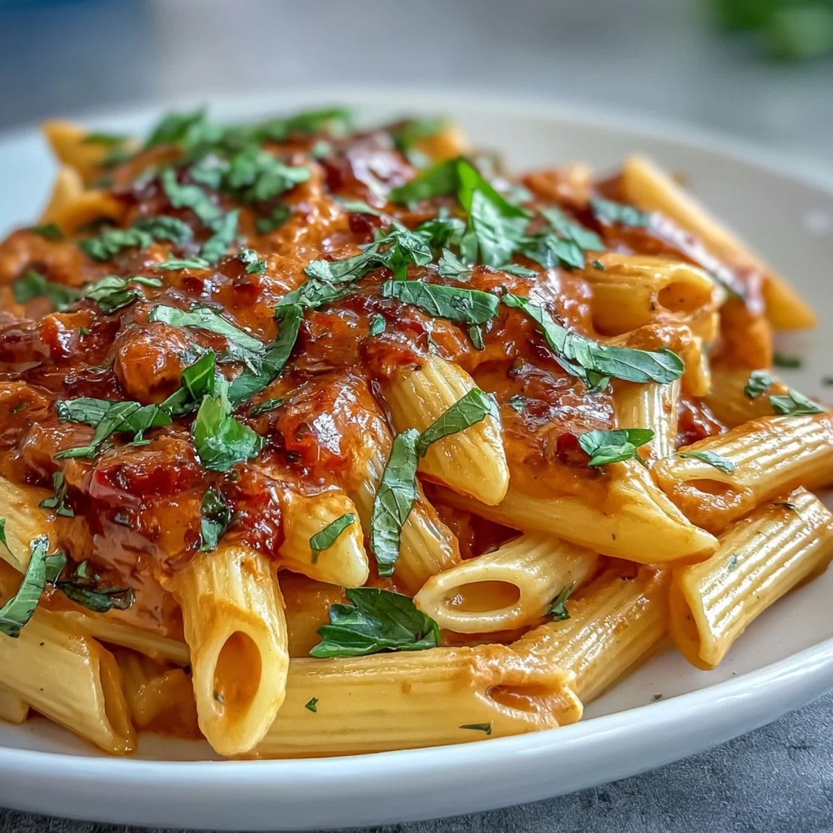 Silky vegan pasta dish featuring smoky roasted red peppers and hidden lentils, perfect for a protein-packed weeknight meal.