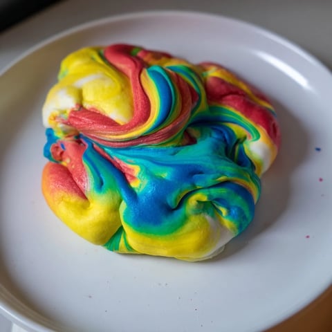 Fluffy cloud bread rainbow version, perfect for colorful breakfast or dessert treats.  