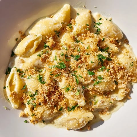 A steaming bowl of High-Protein Mac & Cheese, its creamy cottage cheese sauce glistening atop pasta.