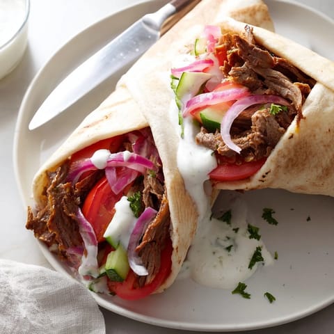 Beef Shawarma Wraps Creamy Yogurt
