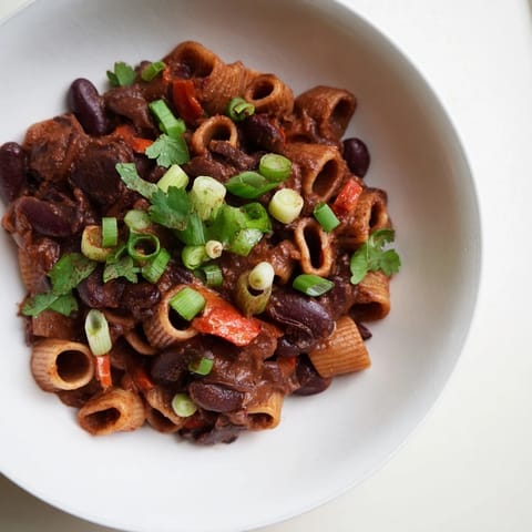 Savory and rich, this homemade ditalini with hot cocoa chili promises a comforting bowl of deliciousness.