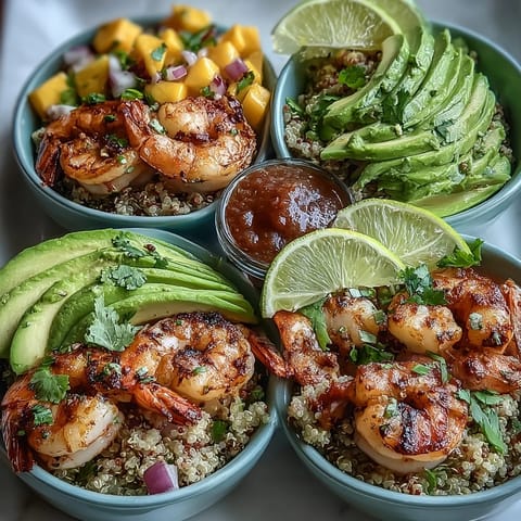 Shrimp Avocado Bowls Mango Salsa
