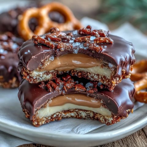 Crunchy Pretzel Homemade Peanut Butter Cups with creamy filling and smooth chocolate topping.  