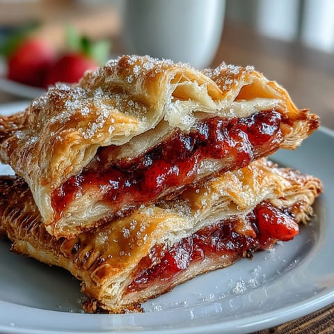 Golden strawberry hand pies with lattice crust, filled with juicy fresh berries and sprinkled with coarse sugar for a sweet crunch.