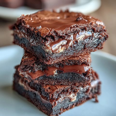 Triple chocolate sourdough brownies with rich, fudgy layers and a chewy sourdough twist.  