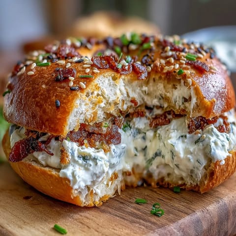 High-protein bagels with Greek yogurt everything dip, soft and chewy, served with a creamy, tangy dip full of savory everything bagel flavor.