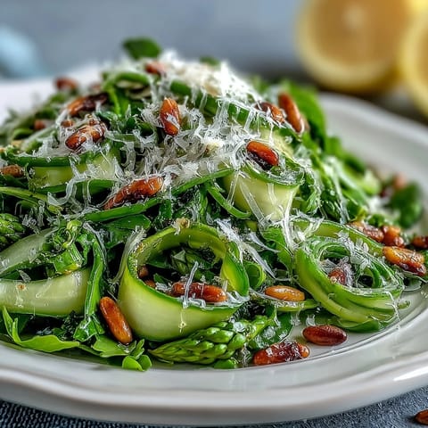 Shaved asparagus salad with lemon and Parmesan, a bright spring dish of tender asparagus ribbons and zesty citrus notes.