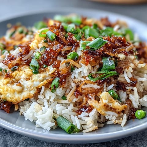 Chili Crisp Egg Fried Rice with fluffy scrambled eggs and vibrant scallions in a hot wok.