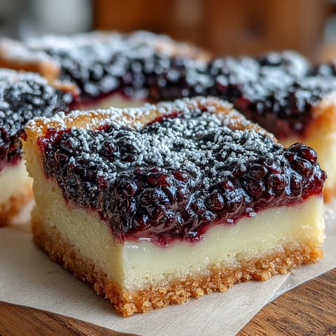 Buttery blackberry lemon bars swirled with tangy fruit, ready to slice.