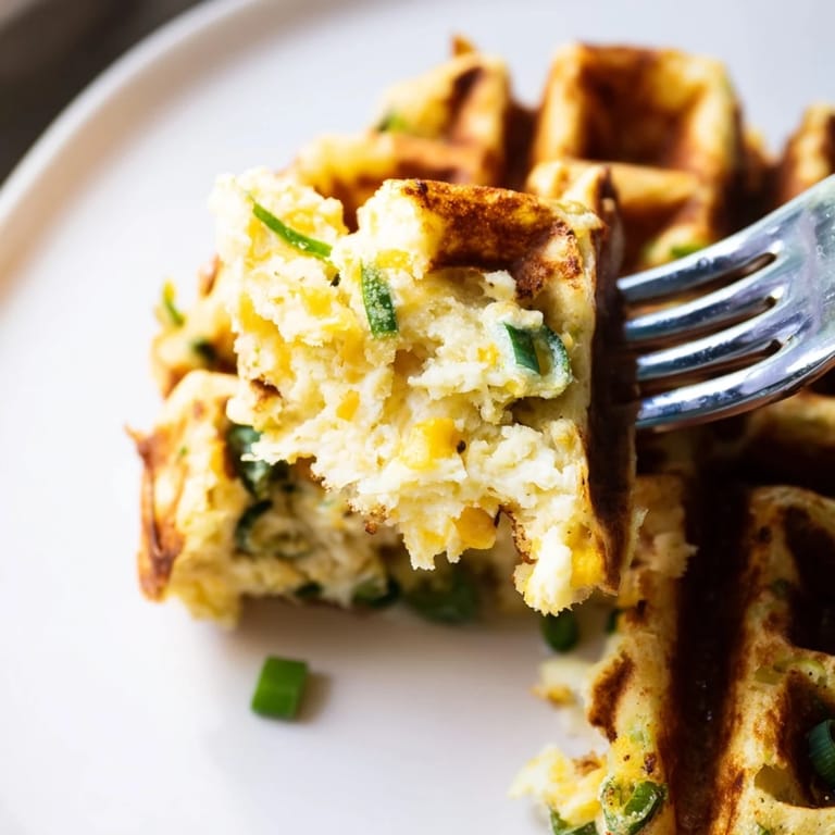 Golden Cheddar Jalapeño Biscuit Waffles perfect for a savory breakfast or brunch delight.