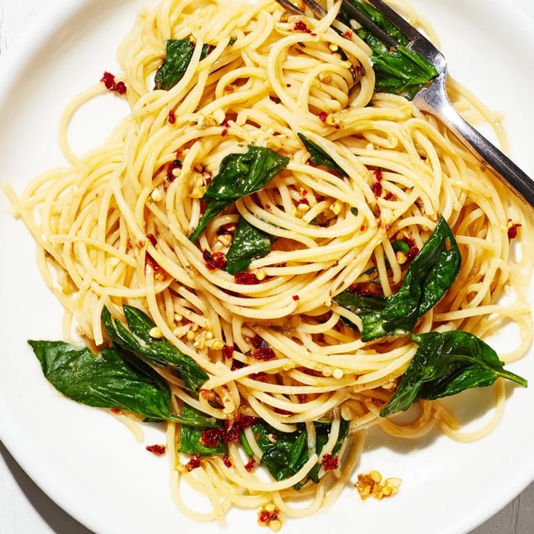 Indulge in Spaghetti Aglio e Olio, a fragrant dish bursting with garlic flavors.