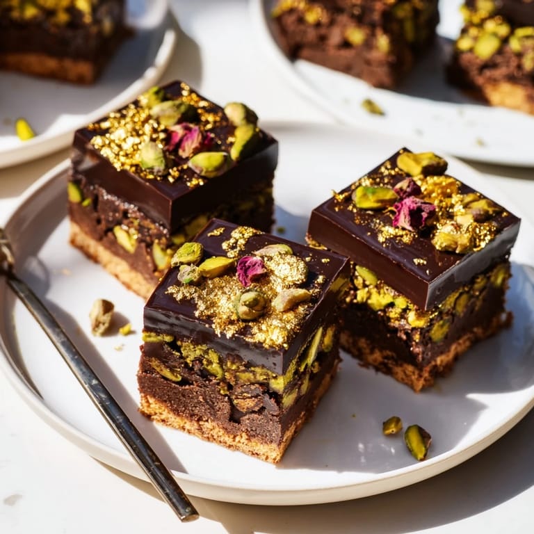 Indulge in rich chocolate bar inspired creations, featuring a crunchy pistachio layer.  