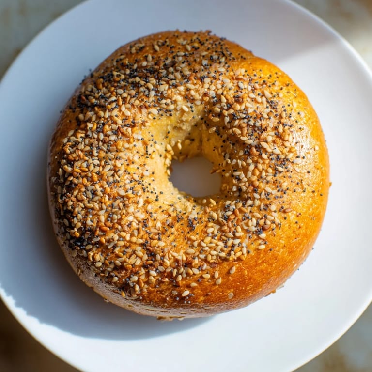 Warm, crusty homemade budget bagels, perfectly chewy, with a simple sesame seed topping, delicious for breakfast.