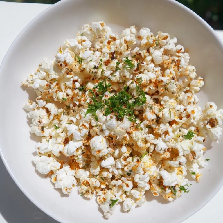 A big bowl of savory Savoury Popcorn Mixes, ideal for movie night, seasoned and ready to eat.