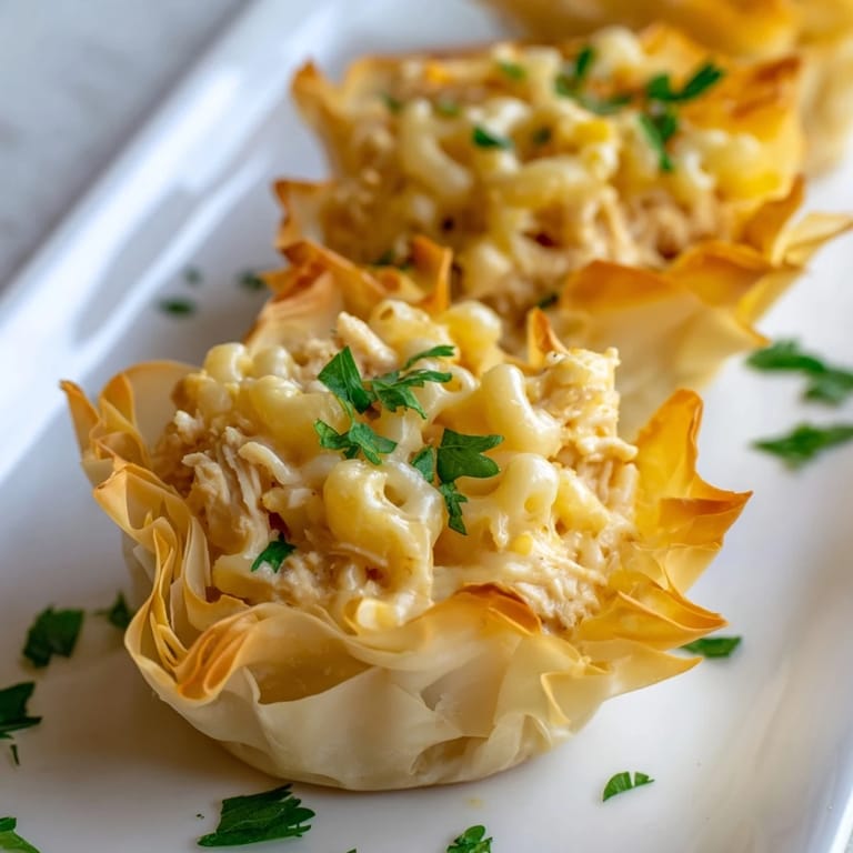 Aromatic Chicken and Pasta Crinkle Cake layered with flaky phyllo and a rich, cheesy filling, baked to perfection.