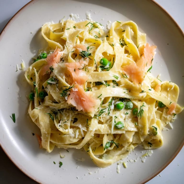 A bowl of fresh Creamy Dill Pasta, showcasing the vibrant dill and lemon flavors.