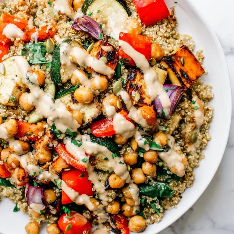 Hearty Quinoa Power Protein Salad, presented with chickpeas and herbs, perfect for lunch.