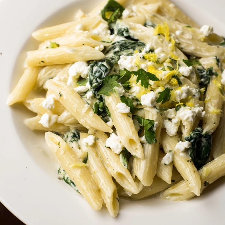 Fork twirling into Creamy Feta Spinach Pasta, with bright lemon zest and herbs crowning steaming, restaurant-worthy bowls.