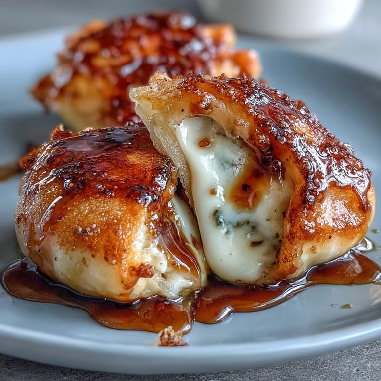 Homemade Chīzu Imomochi appetizer, cheesy potato dumplings pan-fried to perfection and drizzled with sweet and savory glaze.
