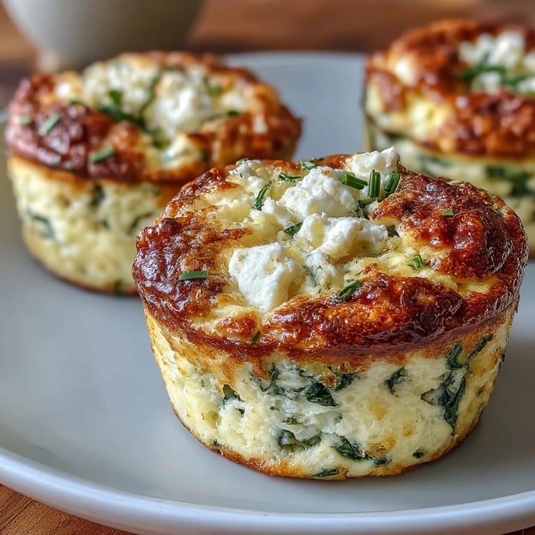 Savory low-carb egg muffins featuring fresh spinach and creamy feta, ideal for quick, healthy meal prep.