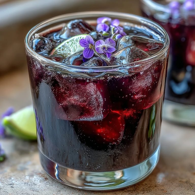 Refreshing black currant gin cocktail with botanical gin, tangy lime, and sparkling soda for a perfect summer drink.