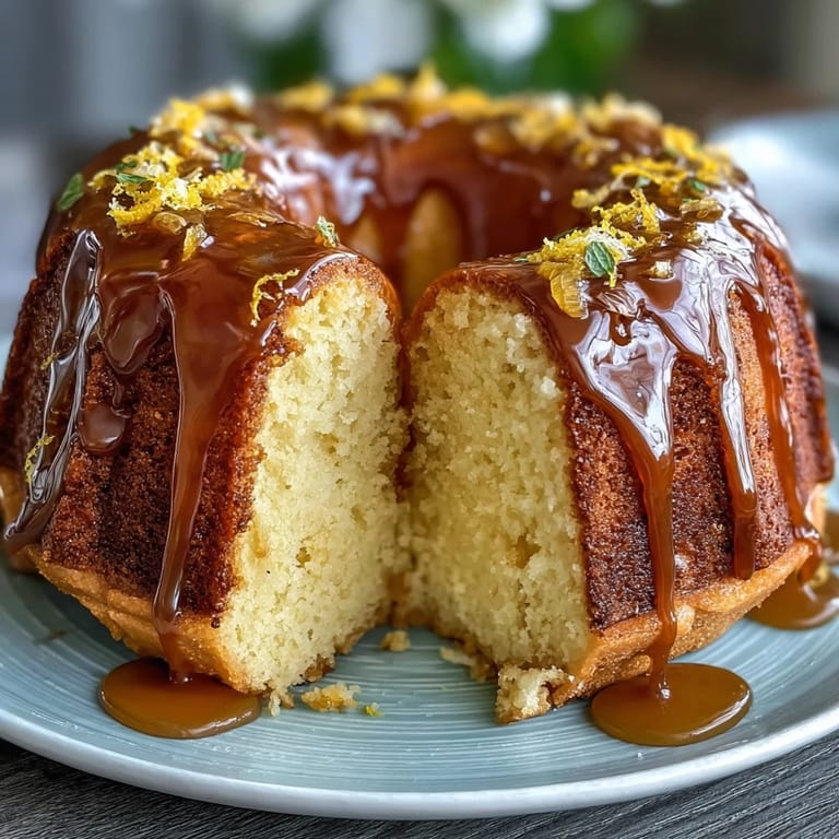 This golden Limoncello pound cake features a tender crumb and bright citrus flavor, drizzled with a zesty lemon glaze for an elegant presentation.
