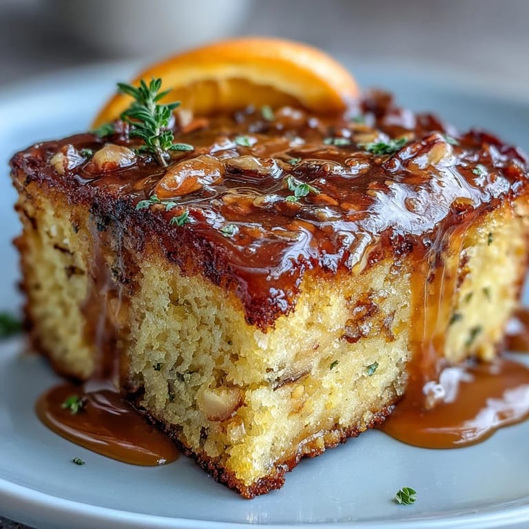 Golden slices of blood orange polenta cake on a rustic plate, showcasing its fine crumb and citrus glaze.  