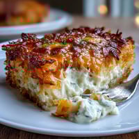 Golden, cheesy hashbrown casserole baked to perfection, topped with bubbling cheddar and crispy edges.