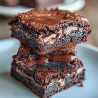 Triple chocolate sourdough brownies with rich, fudgy layers and a chewy sourdough twist.  