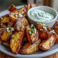 Crispy air fryer sweet potato fries with golden edges, served with a creamy garlic aioli for dipping.  