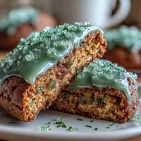 Sparkly St. Patricks Day Green Sugar Cookie Sandwiches with creamy vanilla filling and sugar coating.