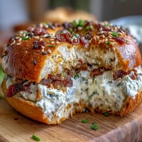 High-protein bagels with Greek yogurt everything dip, soft and chewy, served with a creamy, tangy dip full of savory everything bagel flavor.